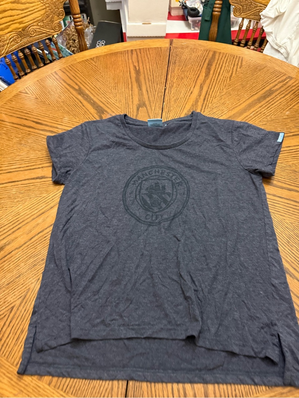Manchester City Heather Navy Graphic Tee with Subtle Crest